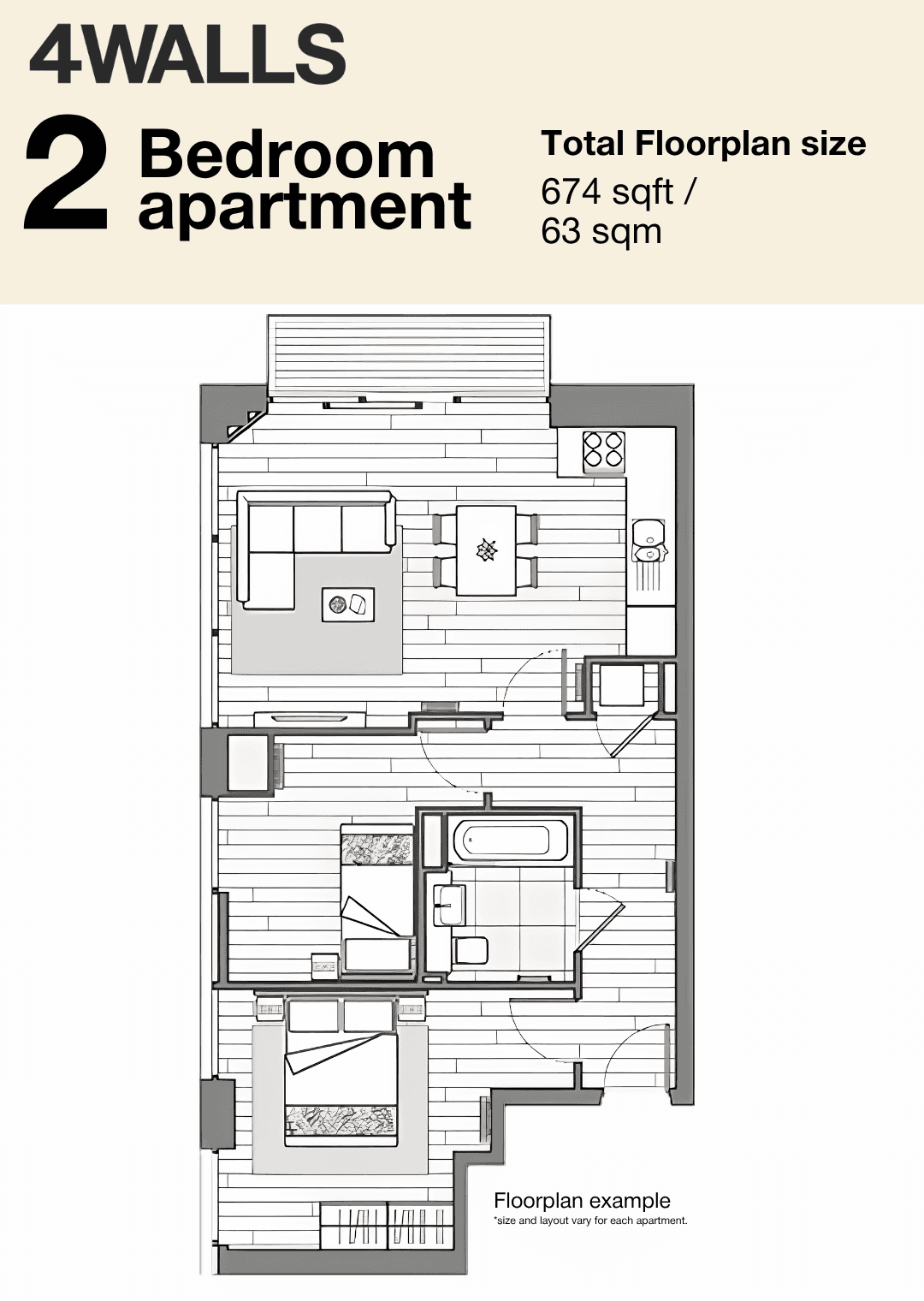 Floorplan 1 - 2 Bedroom Flat