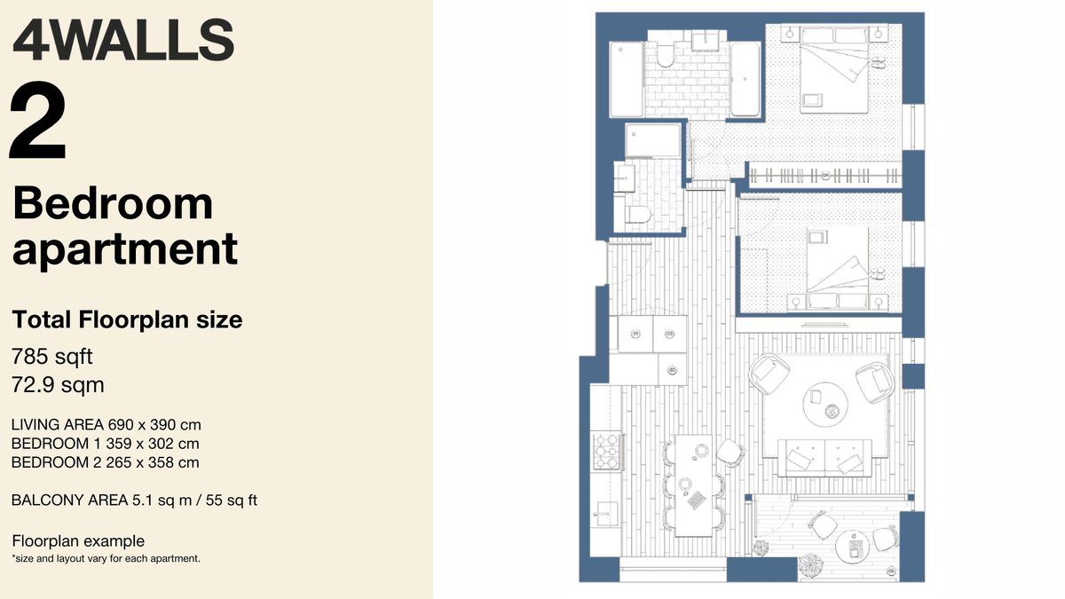 Floorplan 1 - 2 Bedroom Flat